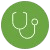 Green stethoscope icon symbolizing healthcare.