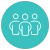 Three people connected by a network.