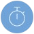 Simple blue stopwatch icon with white details.
